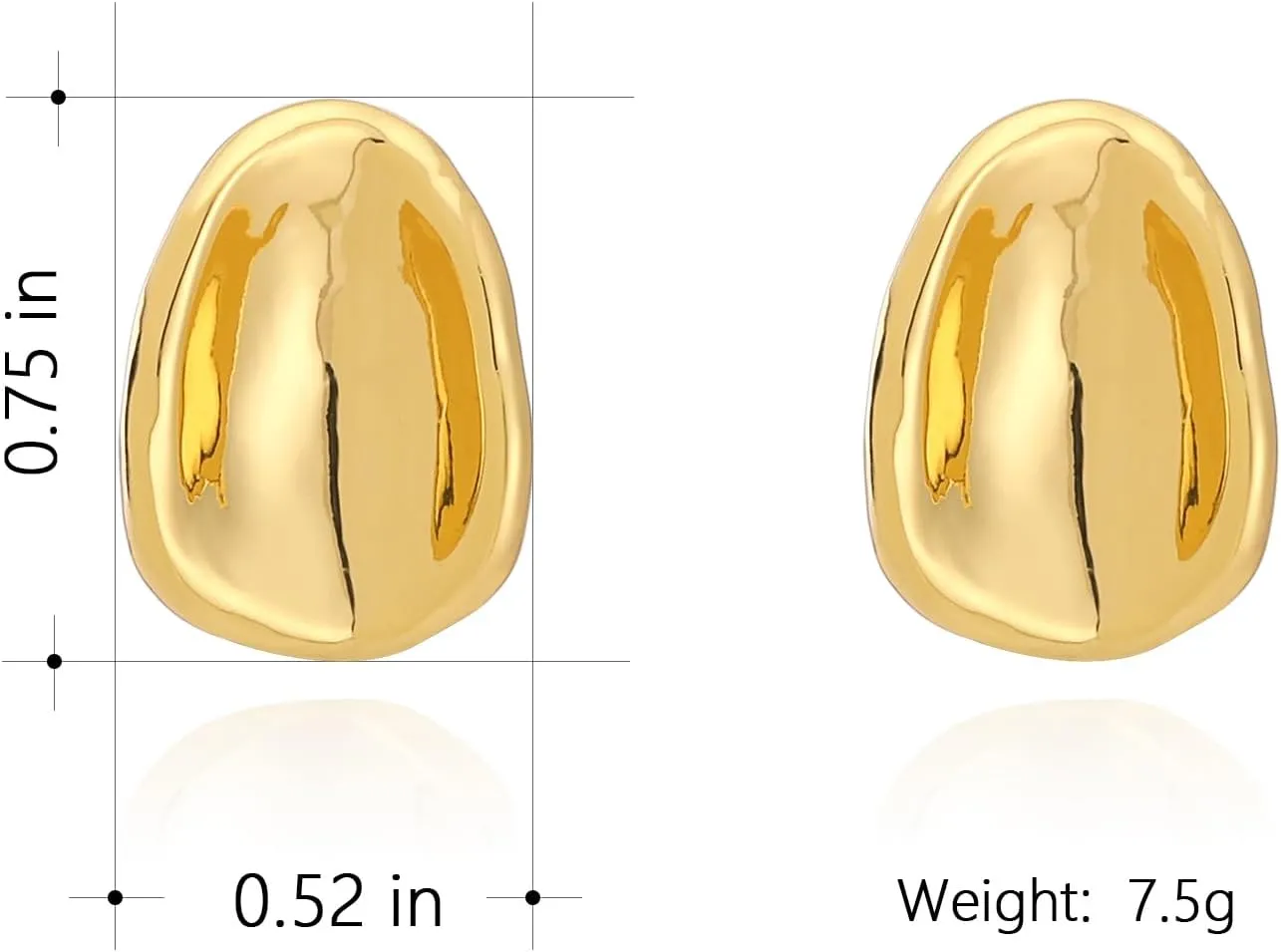 Milan Chiva 14K Gold Statement Stud Earrings for Women Trendy Gold Plated Dainty Geometric Dangle Jewelry