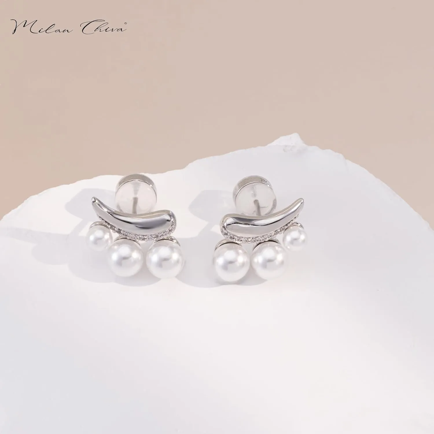 Milan Chiva 14K Gold Statement Stud Earrings for Women Trendy Gold Plated Dainty Geometric Dangle Jewelry
