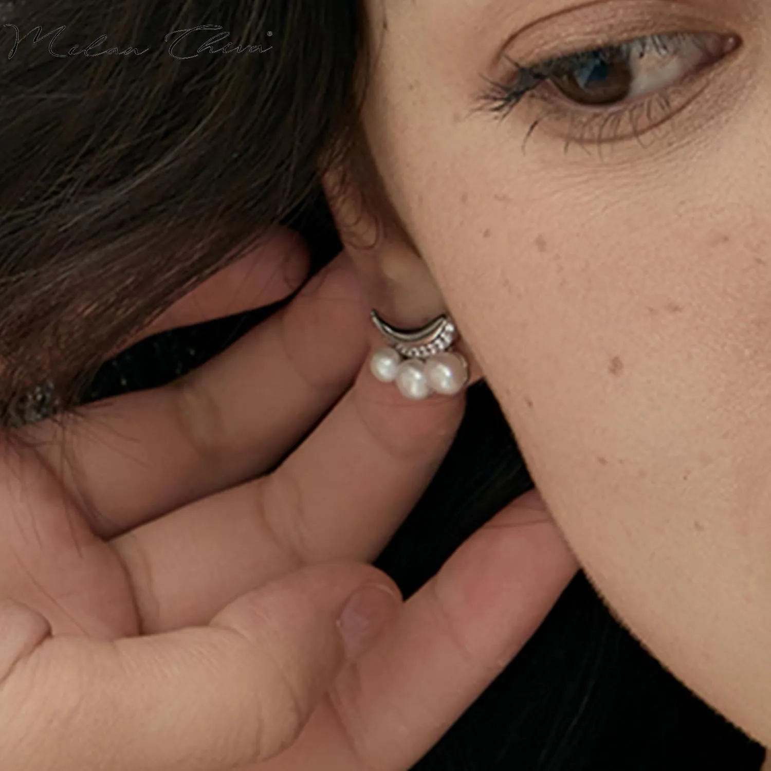 Milan Chiva 14K Gold Statement Stud Earrings for Women Trendy Gold Plated Dainty Geometric Dangle Jewelry
