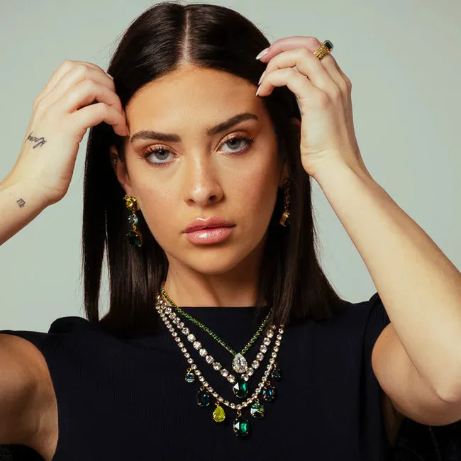 Milli Necklace in Emerald and Clear Crystals Earth Wind and Fire - TOVA N110208CE