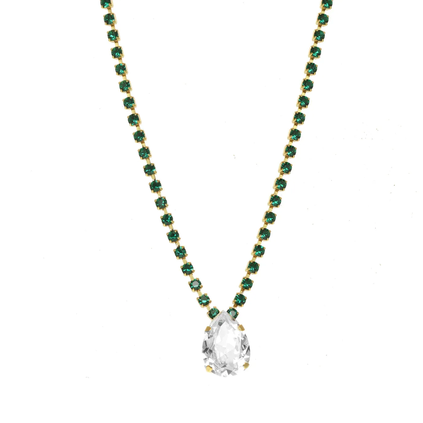 Milli Necklace in Emerald and Clear Crystals Earth Wind and Fire - TOVA N110208CE