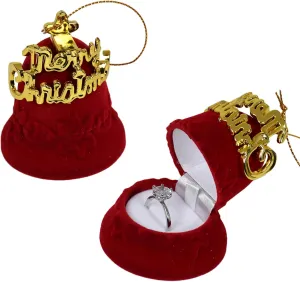 Mini Christmas Ring Box, Cute Red Christmas Bell Jewelry Box Earrings Case for Girls Women, Storage Gift Box for Christmas Holiday Gifts, Proposal, Engagement