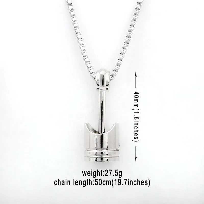 Mini Engine Piston Pendant Stainless Steel Necklace Biker Motorcycle Enthusiast Torque Necklaces Men Punk Rocking Jewelry SN63