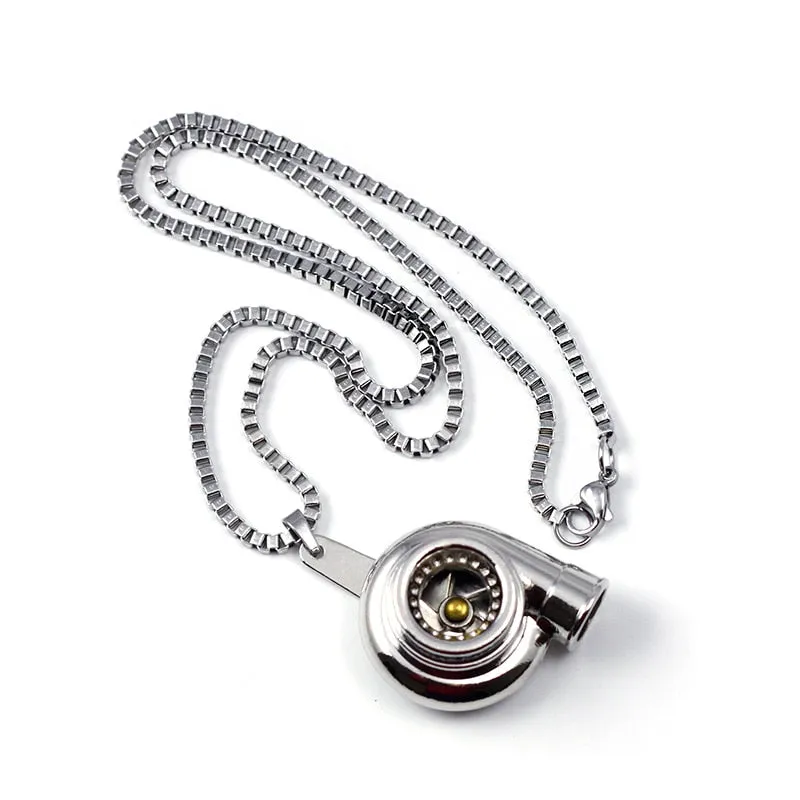 Mini Turbocharger Necklaces Metal Car Parts Pendant Stainless Steel Necklaces
