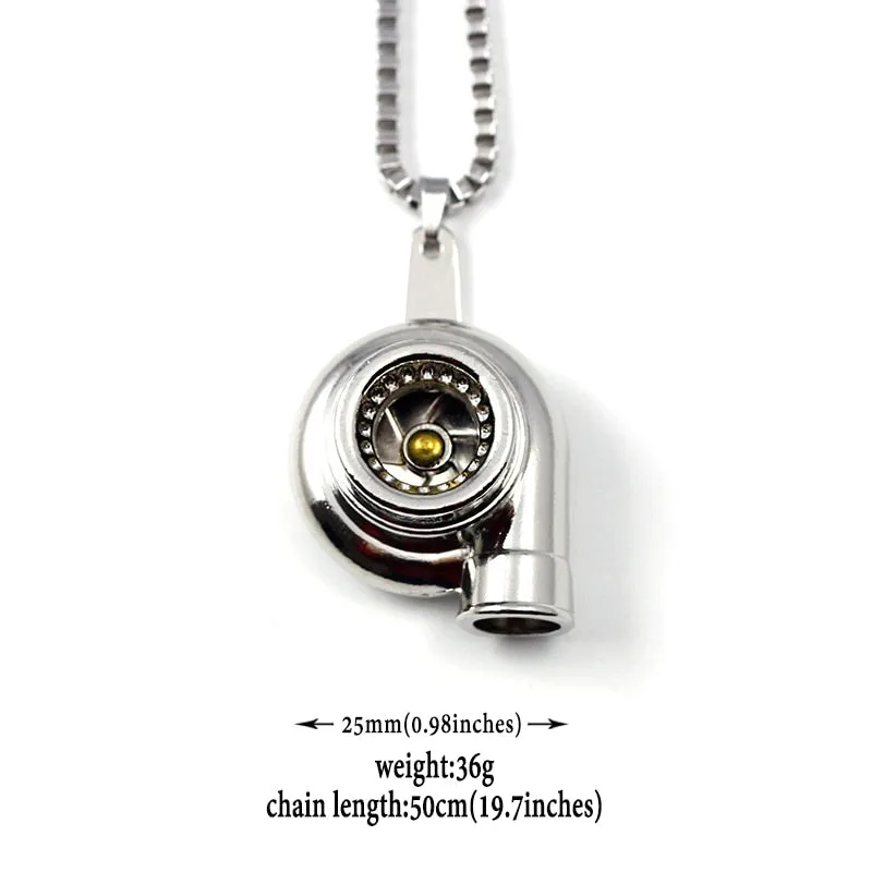 Mini Turbocharger Necklaces Metal Car Parts Pendant Stainless Steel Necklaces