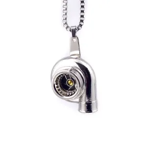 Mini Turbocharger Necklaces Metal Car Parts Pendant Stainless Steel Necklaces