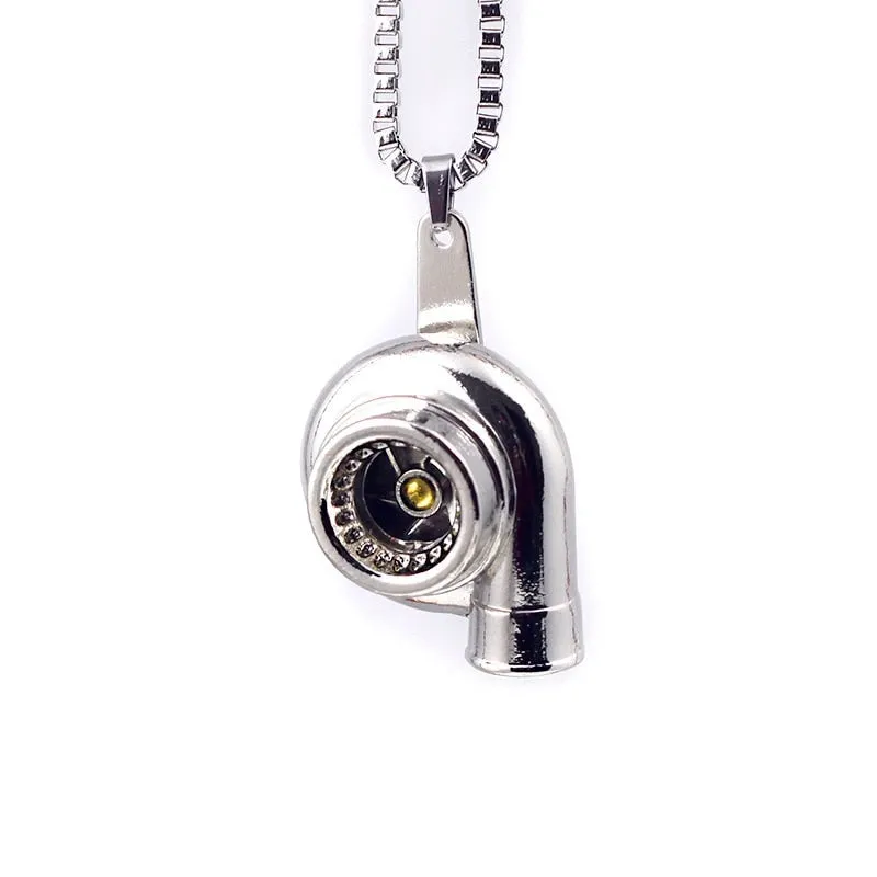 Mini Turbocharger Necklaces Metal Car Parts Pendant Stainless Steel Necklaces