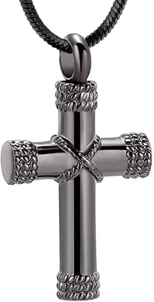 Minicremation Rope Winding Cross Cremation Ashes Urn Pendant Necklace Memorial Keepsake Jewelry Lords Prayer Cross Ashes Necklaces