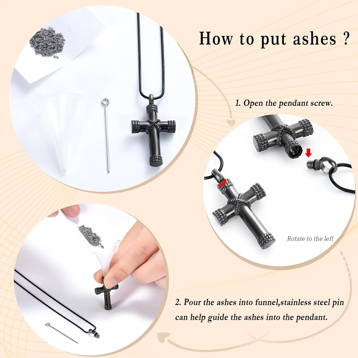 Minicremation Rope Winding Cross Cremation Ashes Urn Pendant Necklace Memorial Keepsake Jewelry Lords Prayer Cross Ashes Necklaces