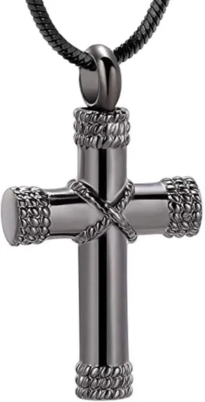 Minicremation Rope Winding Cross Cremation Ashes Urn Pendant Necklace Memorial Keepsake Jewelry Lords Prayer Cross Ashes Necklaces