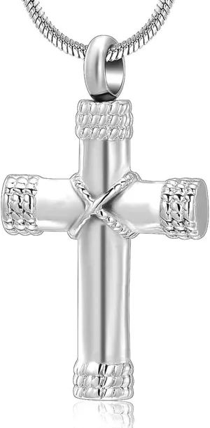 Minicremation Rope Winding Cross Cremation Ashes Urn Pendant Necklace Memorial Keepsake Jewelry Lords Prayer Cross Ashes Necklaces