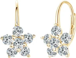 Moissanite Earrings for Women, 925 Sterling Silver 1.2ct D Color Brilliant Round Cut Moissanite Hoop Huggie Earring, Hypoallergenic Leverback Drop Dangle Earrings Christmas Birthday Jewelry Gifts