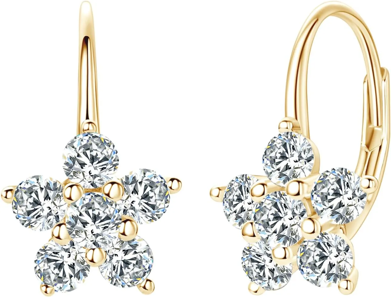 Moissanite Earrings for Women, 925 Sterling Silver 1.2ct D Color Brilliant Round Cut Moissanite Hoop Huggie Earring, Hypoallergenic Leverback Drop Dangle Earrings Christmas Birthday Jewelry Gifts