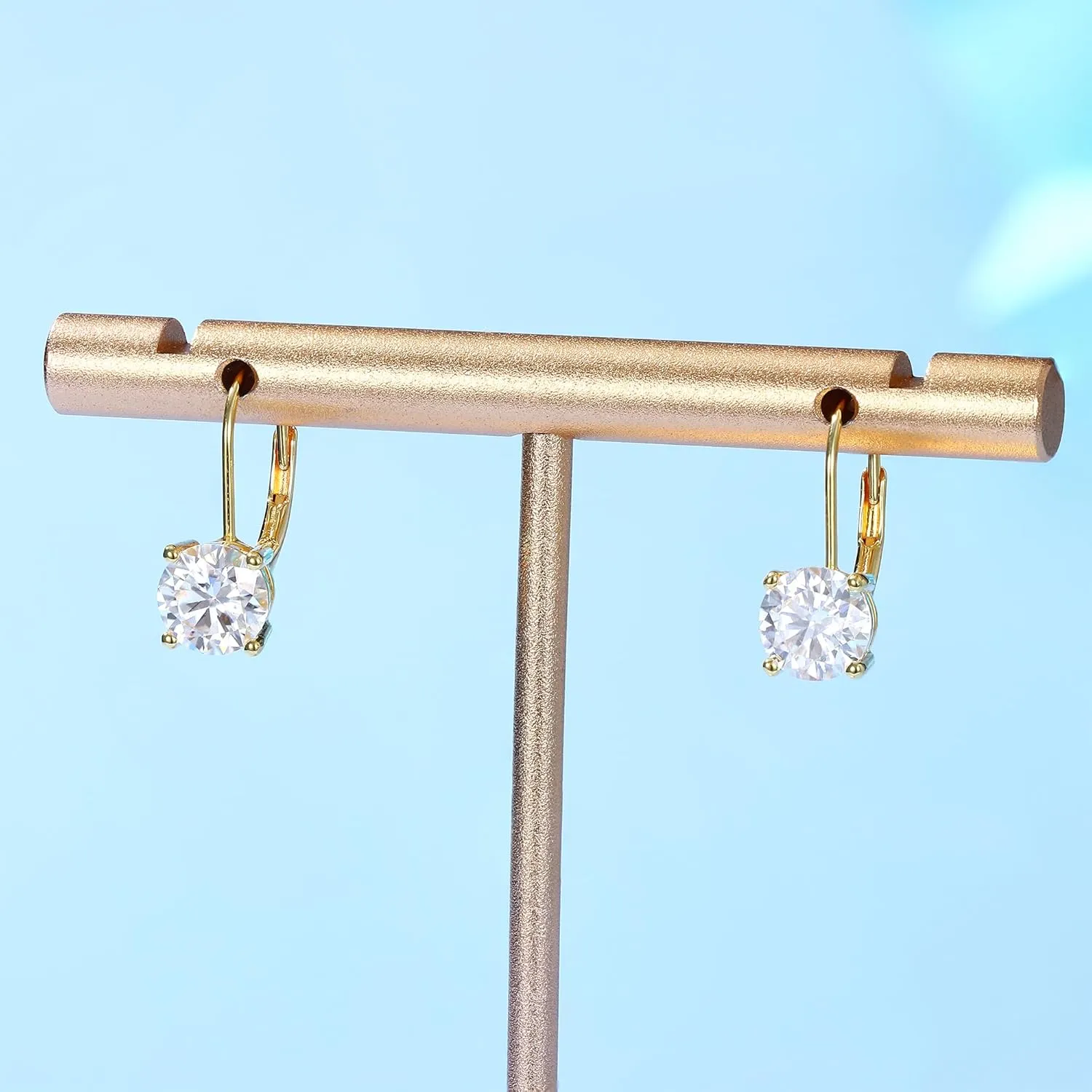 Moissanite Earrings,1.0ct-2.0ct D Color Brilliant Round Cut Lab Created Diamond Earrings 18K White Gold Plated Sterling Silver Dangle Earrings Moissanite Leverback Drop Earrings