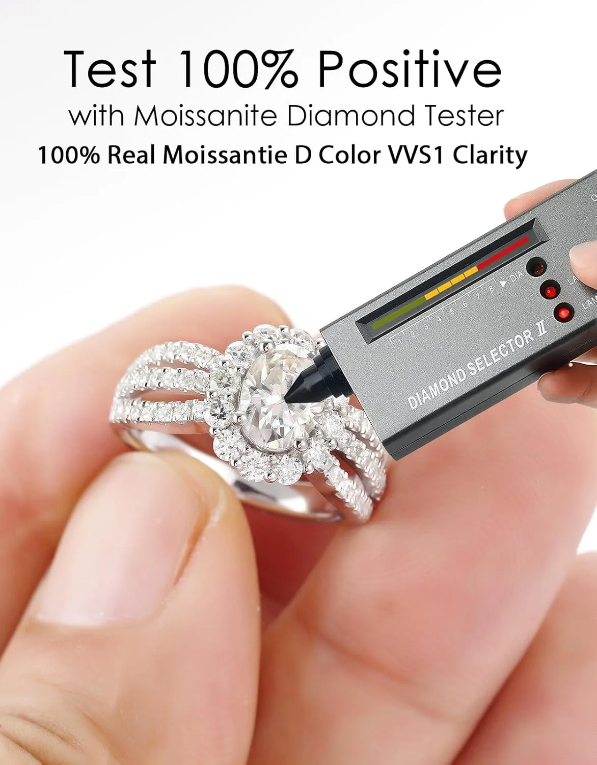 Moissanite Engagement Rings for Women, D Color VVS1 Lab Created Simulated Diamond Moissanite Rings for Women S925 Sterling Silver with 18K White Gold Plated Wedding Rings