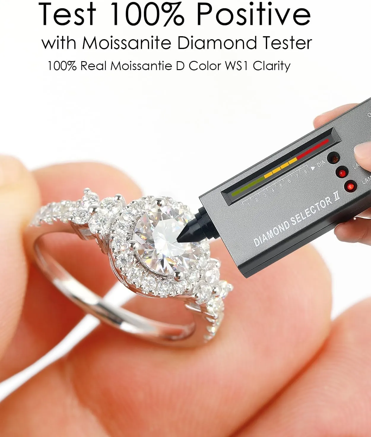 Moissanite Engagement Rings for Women, D Color VVS1 Lab Created Simulated Diamond Moissanite Rings for Women S925 Sterling Silver with 18K White Gold Plated Wedding Rings