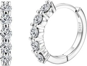 Moissanite Huggie Hoop Earrings - 0.06ct D Color VVS1 Lab Created Diamond Earrings in 18K White Gold Plated Sterling Silver - Dainty Small Women's & Men's Huggie Hoops