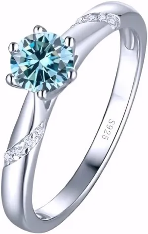 Moissanite Ring Classic 1Carat Round Shape Moissanite Ring for Female 925 Sterling Silver Jewelry Wedding Engagement Ring-N42