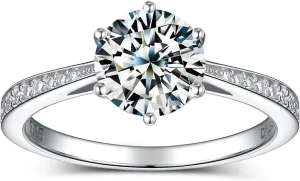 Moissanite Rings for Women, Sterling Silver Lab Created Diamond Engagement Promise Wedding Ring Bands for Her (1 carat, 5.5)