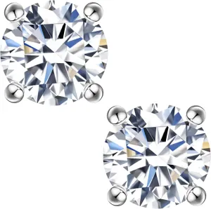 Moissanite Stud Earrings, 0.6ct-2ct DF Color Brilliant Round Cut Lab Created Moissanite Earrings 18K White Gold Plated Silver Friction Back for Women Men