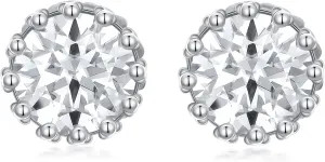 Moissanite Stud Earrings for Women, MUUYON 18K White Gold Plated Sterling Silver 2CT. TW. 6.5x6.5mm Brilliant Moissanite Earring Studs, D-Color, VVS1,for Ladies Mom Her