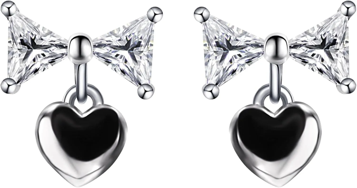 Moissanite Stud Earrings for Women with 18K White Gold Plated DF VVS Clarity Moissanite Diamond Stud Earrings Sterling Silver Heart Earrings