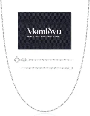 Momlovu Solid 18k Gold Over 925 Sterling Silver Chain Necklace for Women, 1.1mm Cable Chain Hypoallergenic Replacement Necklace, Sturdy&Shiny Women's Chain Necklaces 14/16/17/18/20/22/24 Inch