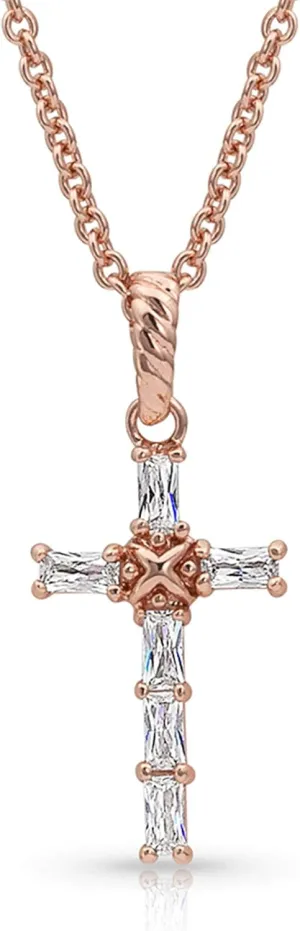 Montana Silversmiths Western Lifestyle Women's Cross Necklace (Entwined Rose Gold Brilliant Cross)
