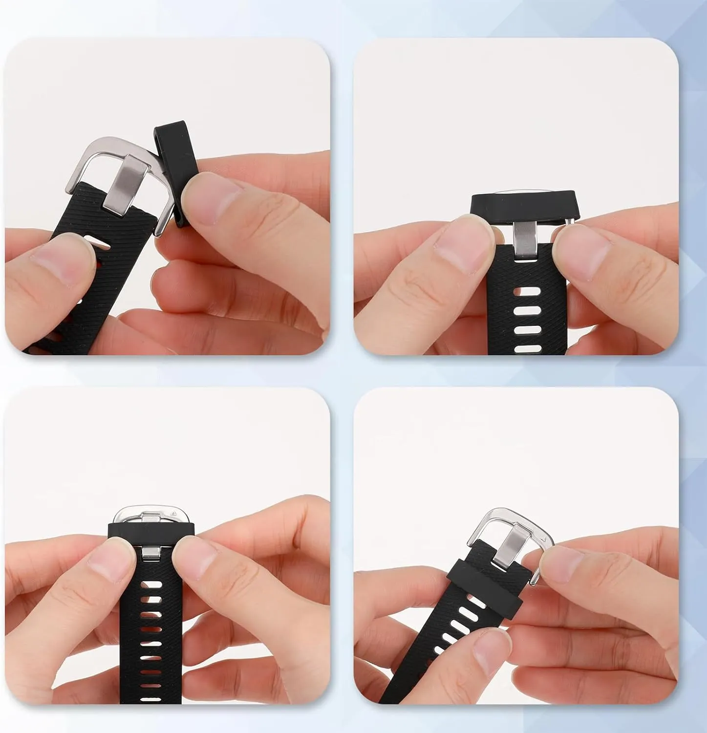 Mozeat Lens 6 Pcs Watch Band Loops, 16mm - 24mm Silicone Watch Strap Holder Loop Watch Strap Retainer Watch Band Fastener Rings