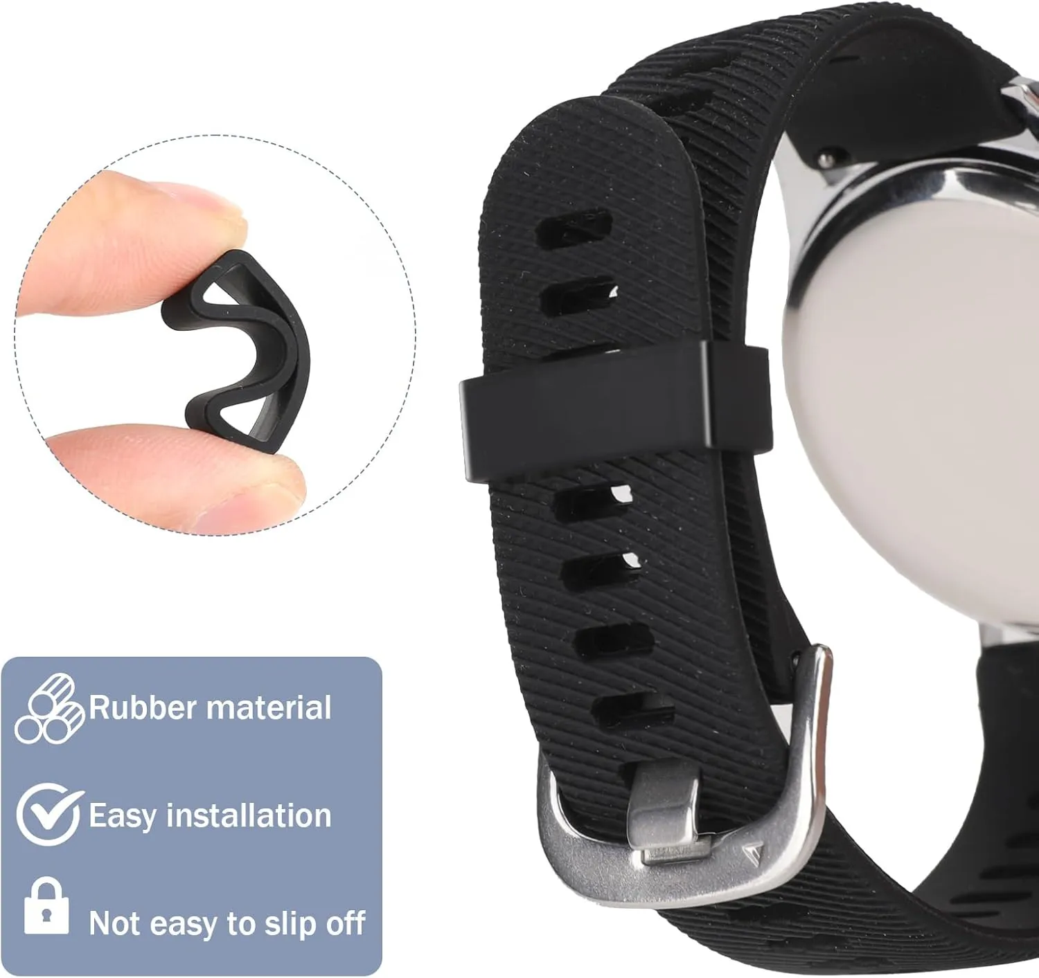 Mozeat Lens 6 Pcs Watch Band Loops, 16mm - 24mm Silicone Watch Strap Holder Loop Watch Strap Retainer Watch Band Fastener Rings