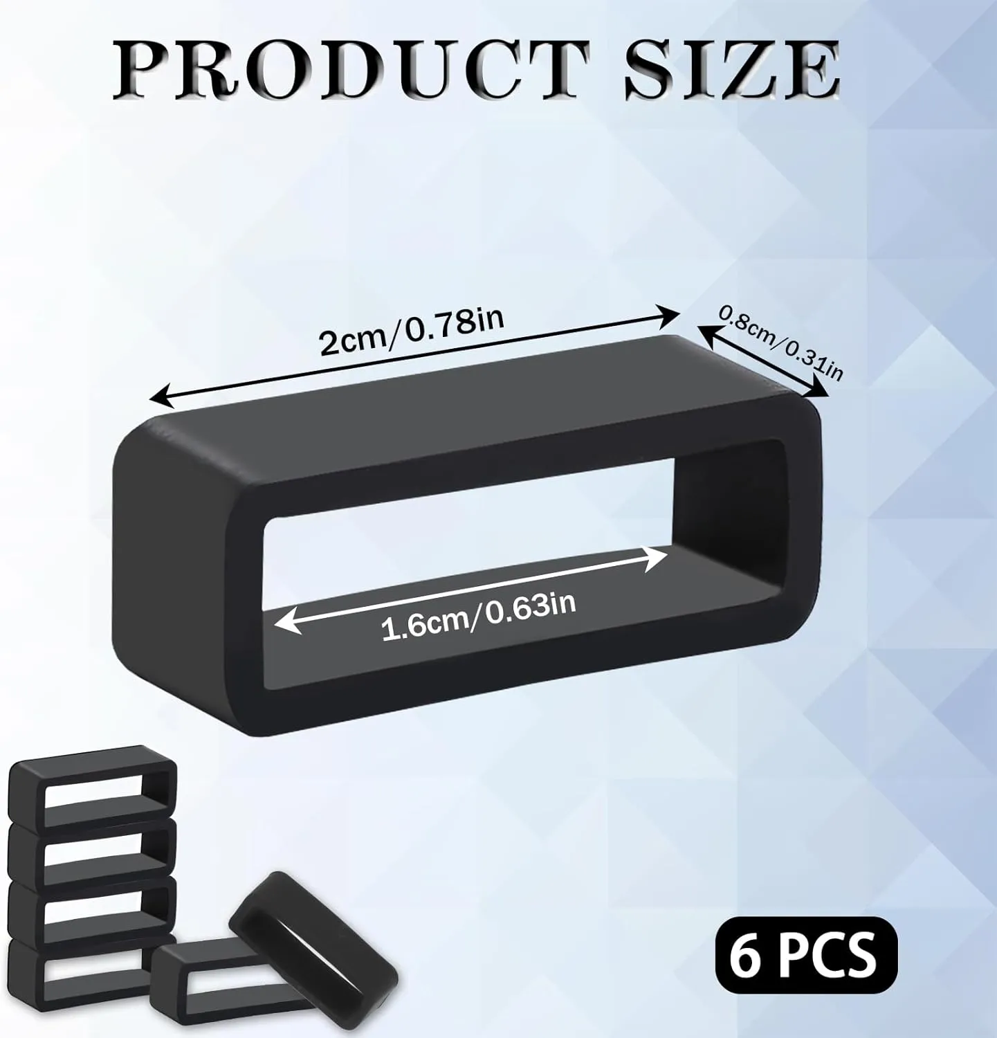 Mozeat Lens 6 Pcs Watch Band Loops, 16mm - 24mm Silicone Watch Strap Holder Loop Watch Strap Retainer Watch Band Fastener Rings