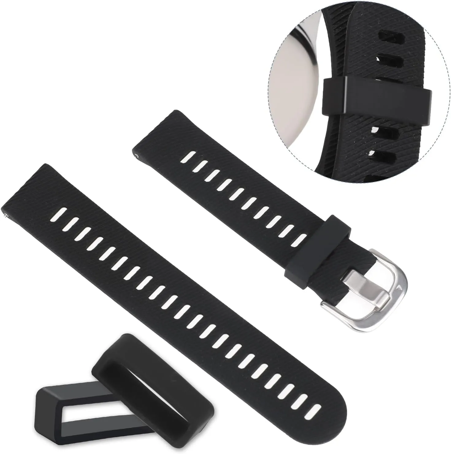 Mozeat Lens 6 Pcs Watch Band Loops, 16mm - 24mm Silicone Watch Strap Holder Loop Watch Strap Retainer Watch Band Fastener Rings