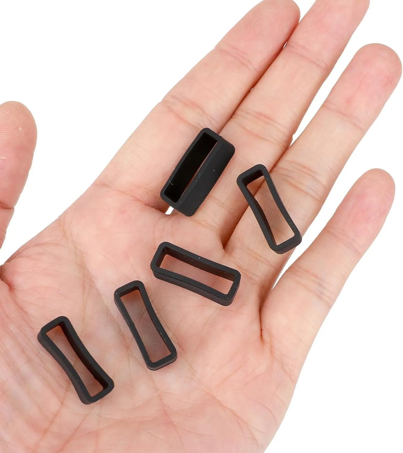 Mozeat Lens 6 Pcs Watch Band Loops, 16mm - 24mm Silicone Watch Strap Holder Loop Watch Strap Retainer Watch Band Fastener Rings