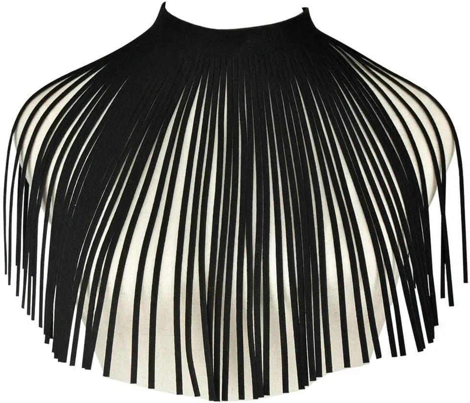 Mrotrida Tassel Bib Necklaces Velvet Fringe Chunky Choker Necklace Jewelry for Women Halloween Party Choker