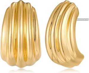 MUYAN Chunky Gold Textured Earrings for Women Trendy Minimalist Large Chunky Studs Fashion Jewelry
