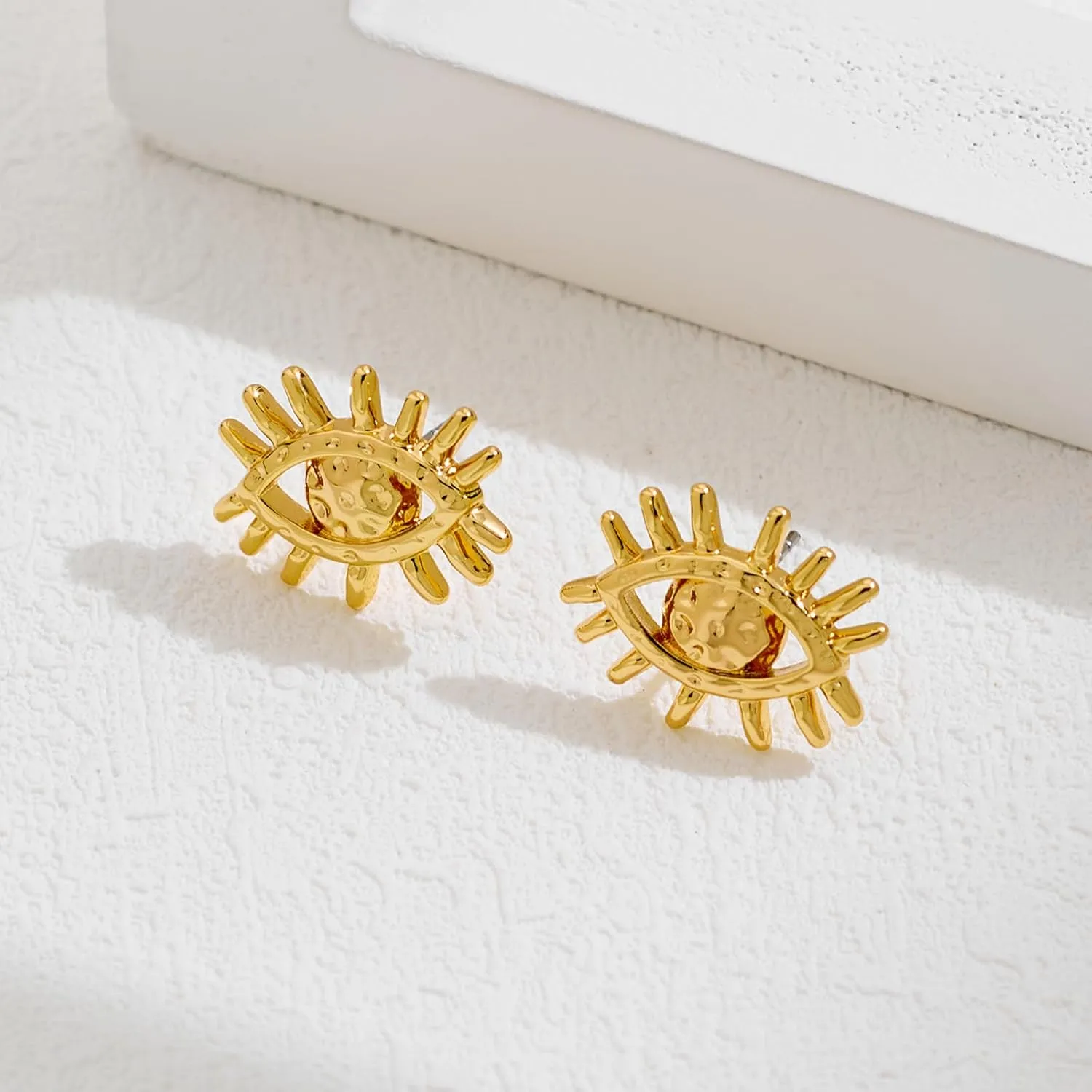 MUYAN Gold Textured Small Stud Earrings for Women Trendy Spiral Stripe Round Studs Everyday Jewelry
