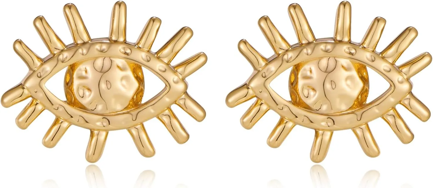 MUYAN Gold Textured Small Stud Earrings for Women Trendy Spiral Stripe Round Studs Everyday Jewelry