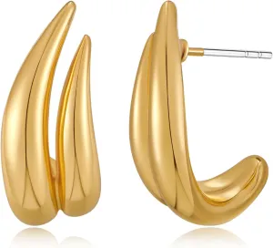 MUYAN Golden Chunky Claw Hoop Earrings for Women Trendy Statement Hoops Vintage Jewelry