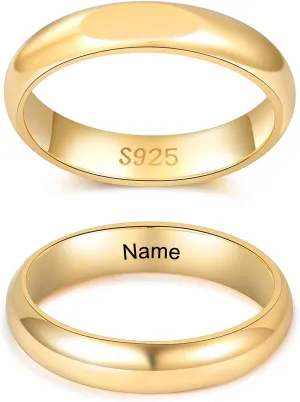 Nameinhea Personalized Love Promise Rings for Her Sterling Silver Ring Projection Love Pattern Ring for Women Men Custom Simple and Stylish Rings