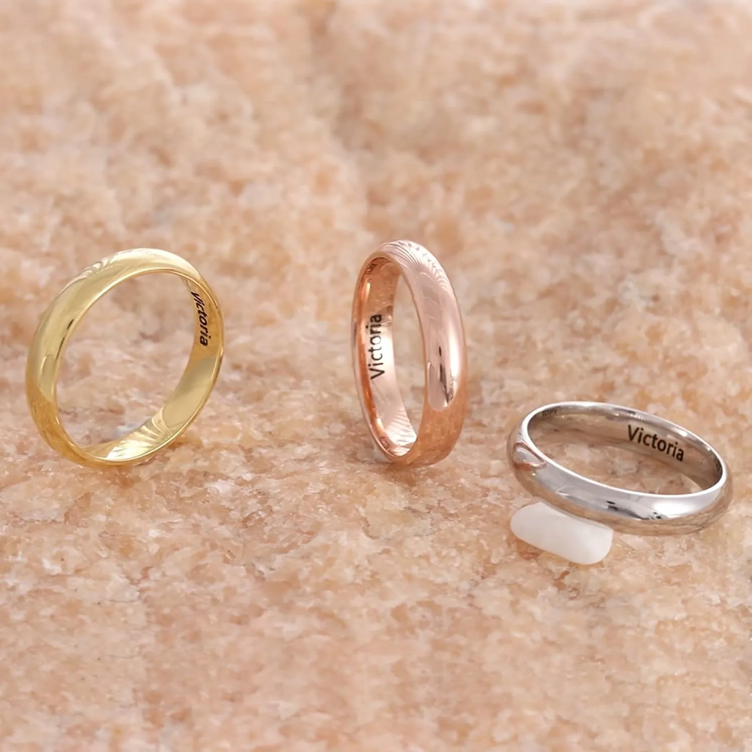 Nameinhea Personalized Love Promise Rings for Her Sterling Silver Ring Projection Love Pattern Ring for Women Men Custom Simple and Stylish Rings
