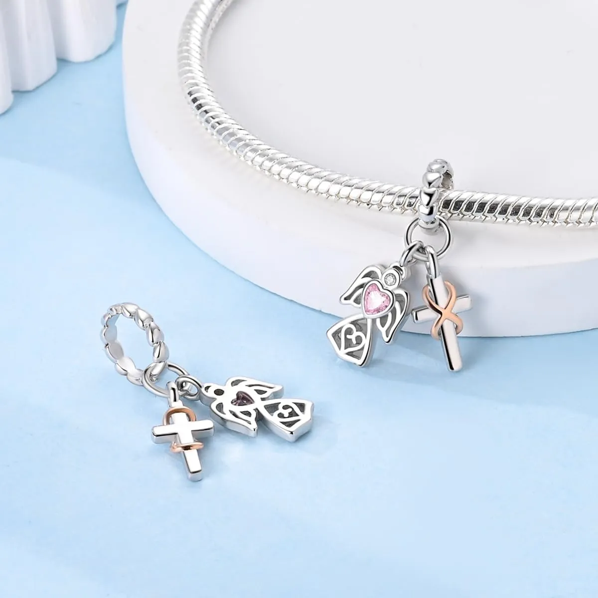 NARMO S925 Sterling Silver Charms Hamsa Charm for Pandora Bracelets Cross Charms for Bracelets Perfume High Heels Dangle Charms Silver Charms for Women