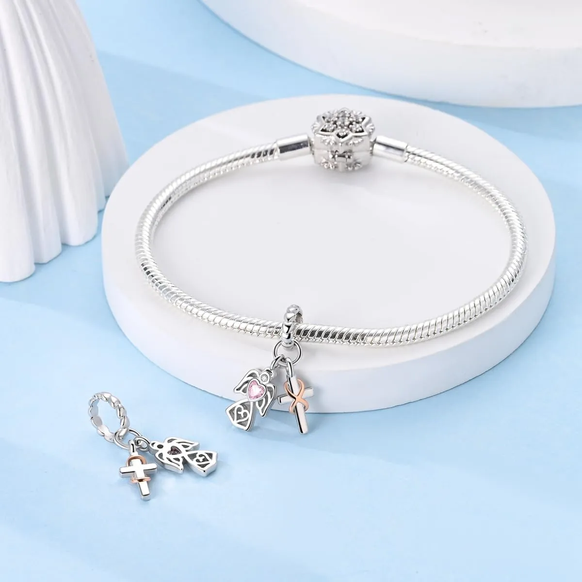 NARMO S925 Sterling Silver Charms Hamsa Charm for Pandora Bracelets Cross Charms for Bracelets Perfume High Heels Dangle Charms Silver Charms for Women