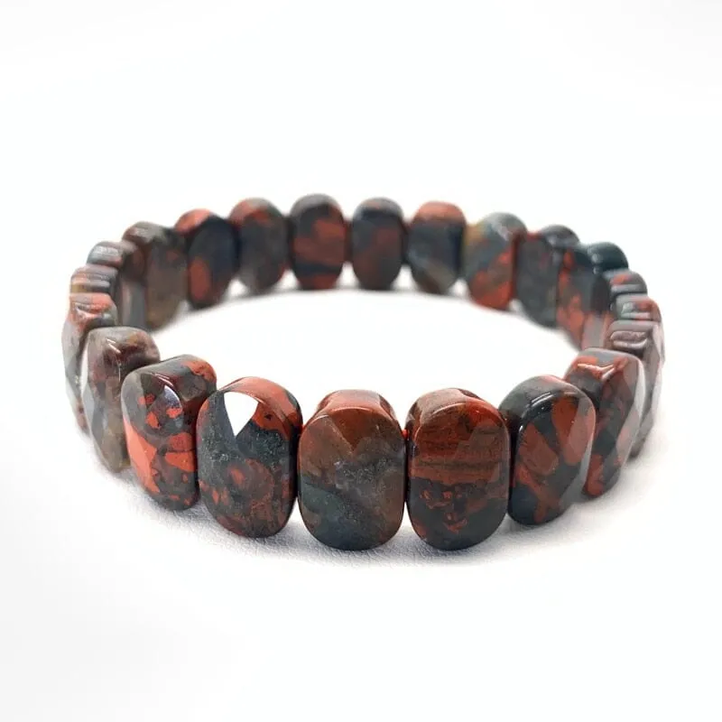 Natural Bloodstone Stretch Chain Bracelet