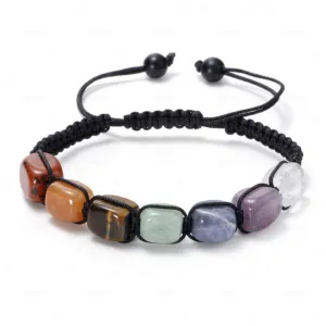 Natural Lava Stone Beads Balance Charm Bracelet 7 Chakra Beaded Bracelets Tibetan Prayer For Women Men