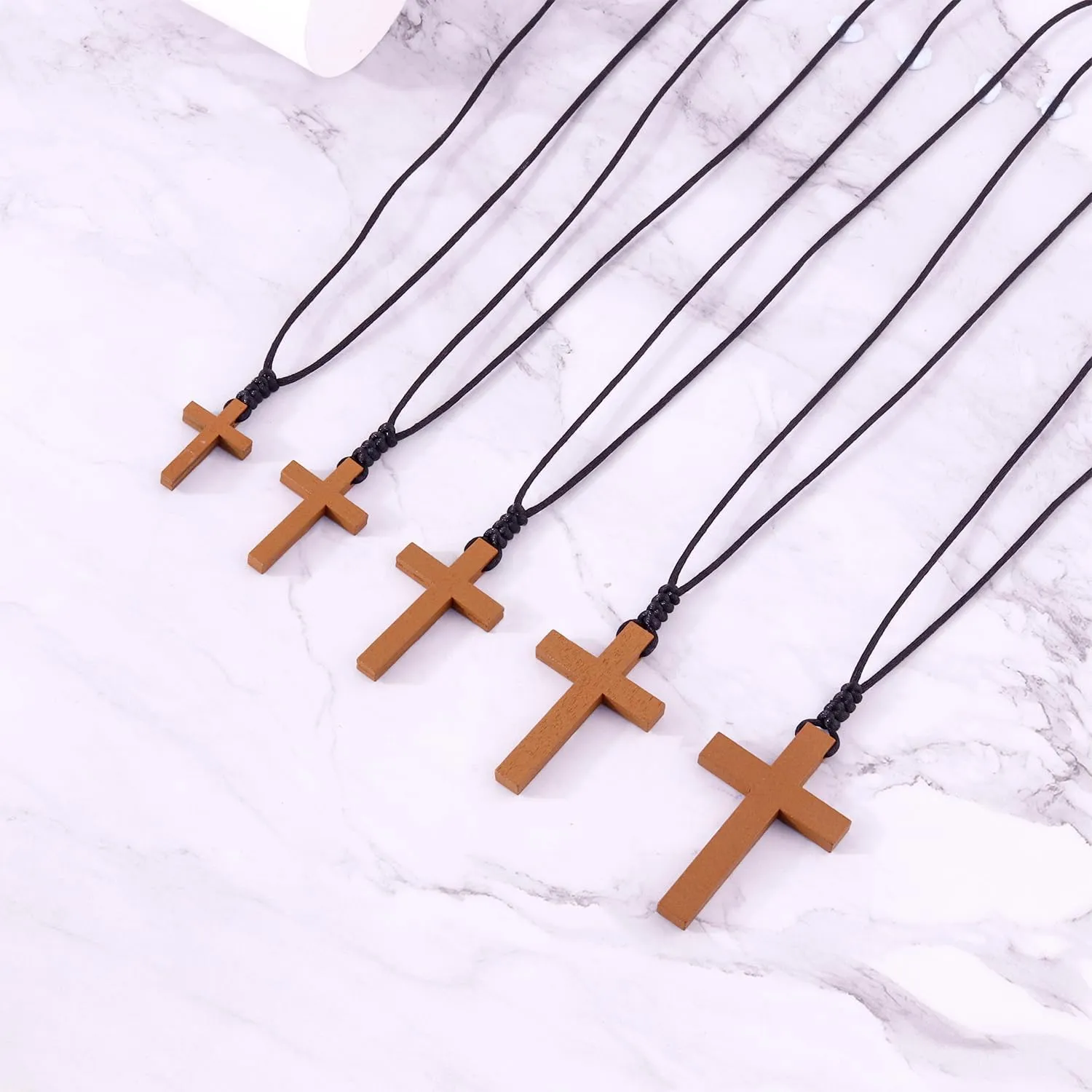 Natural Wooden Cross Necklace, Wooden Cross Necklace for Men and Women, Simple and Fashionable Car Rearview Mirror Pendant