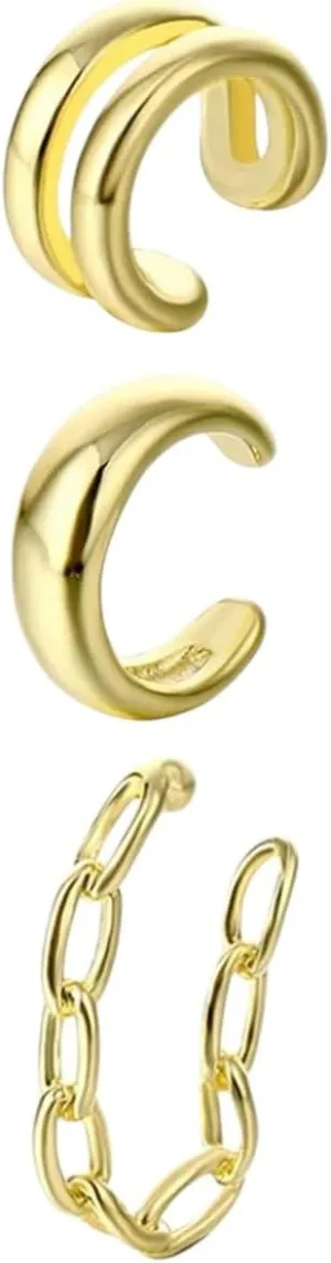 New 2025 Gold Color Punk Ear Cuff Without Piercing Ear Clips Set Earrings For Women Trendy Earring Pearl Drop Jewelry 2025 Gift Jewelry Gift Fashion Trendy Accessories Creative