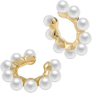 New 2025 Unisex Elegant Pearls Ear Cuff For Women Trendy White Black Earclips Female Stackable Earrings Without Puncture Jewelry Fashion Accessories Creative Gift For Women And Men