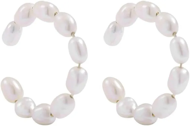 New 2025 Unisex Elegant Pearls Ear Cuff For Women Trendy White Black Earclips Female Stackable Earrings Without Puncture Jewelry Findings Fashion Accessories Creative Gift For Women And Men