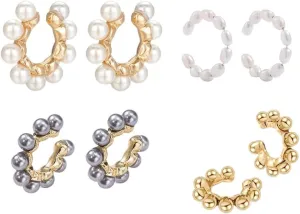 New 2025 Unisex Elegant Pearls Ear Cuff For Women Trendy White Black Earclips Female Stackable Earrings Without Puncture Jewelry Findings Fashion Accessories Creative Gift For Women And Men