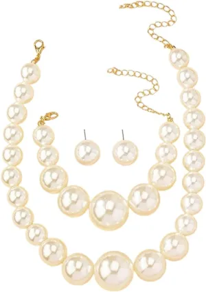 New 2026 Unisex Jewelry Set Fashion Elegant Imitation Pearl Necklace Bracelet Earrings Women's Wedding Party Accessories Decoration Luxury With You Trendy Best For Gift For Women And Men